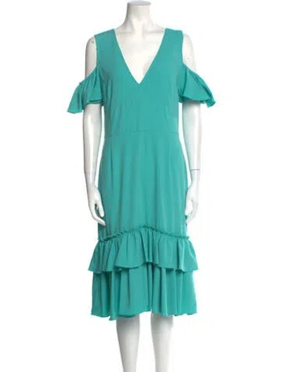 Pre-owned Tome V-neck Midi Length Dress In Blue