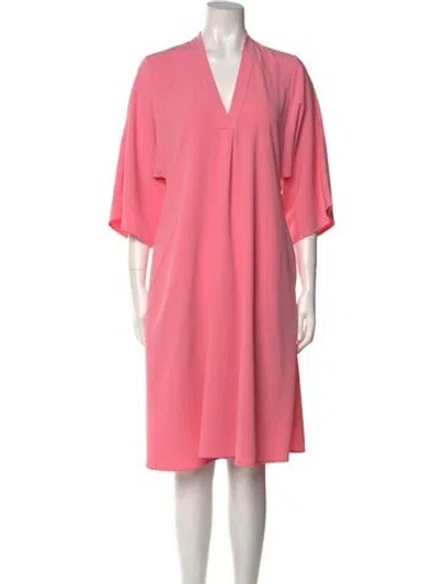 Pre-owned Tome V-neck Midi Length Dress In Pink