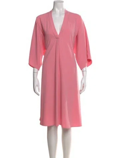 Pre-owned Tome V-neck Midi Length Dress In Pink