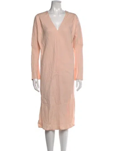 Pre-owned Tome V-neck Midi Length Dress In Pink