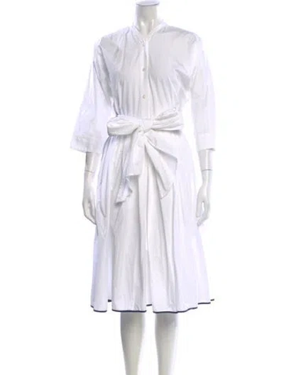 Pre-owned Tome V-neck Midi Length Dress In White