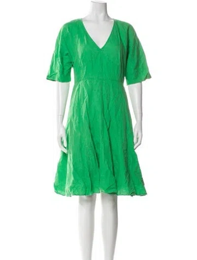 Pre-owned Tome V-neck Mini Dress In Green