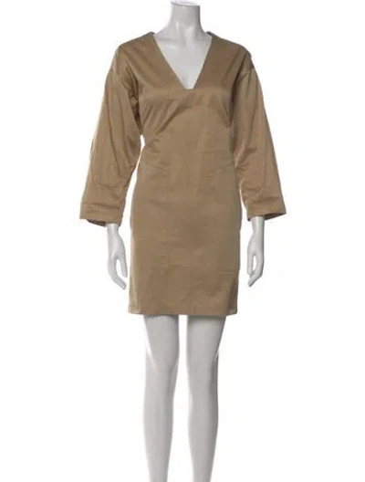 Pre-owned Tome V-neck Mini Dress In Neutral