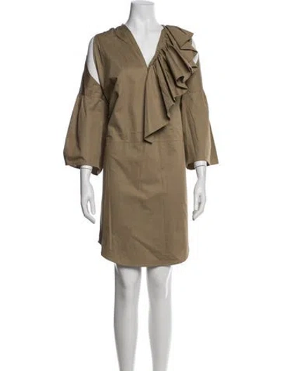 Pre-owned Tome V-neck Mini Dress In Neutral