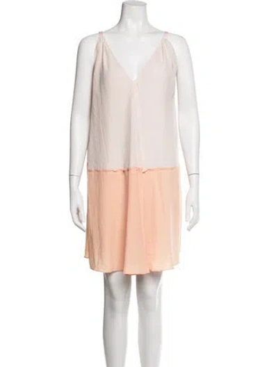 Pre-owned Tome V-neck Mini Dress In Neutrals