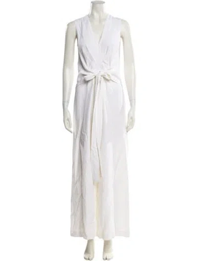 Pre-owned Tome V-neck Mini Dress In White