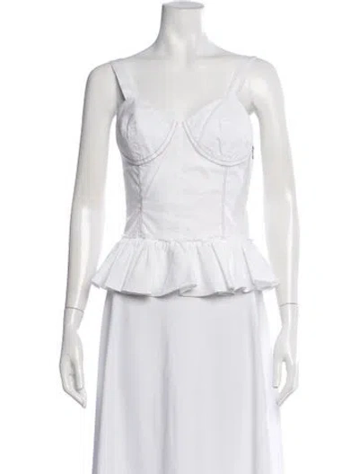 Pre-owned Tome V-neck Sleeveless Top In White