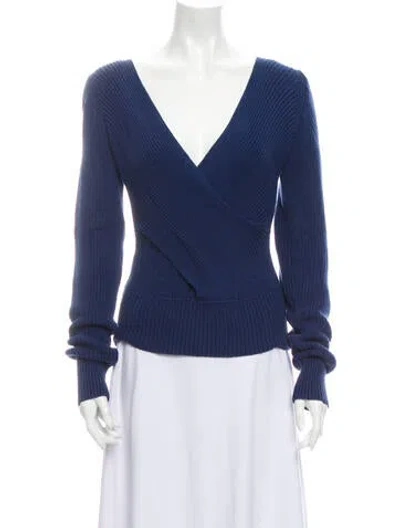 Pre-owned Tome V-neck Sweater In Blue