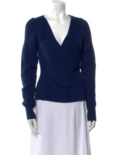 Pre-owned Tome V-neck Sweater In Blue