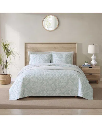Tommy Bahama 136 Thread Count Art Of Palms Reversible Quilt Set In Blue