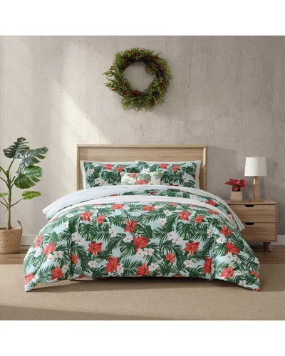 Tommy Bahama 136 Thread Count Festive Palms Cotton Comforter Bedding Set In Green