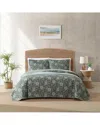 Tommy Bahama 136 Thread Count Hibiscus Jungle Cotton Reversible Quilt Set