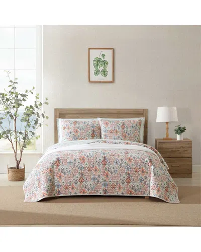 Tommy Bahama 136 Thread Count Ikat Tropics Cotton Reversible Quilt Set In Multi