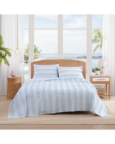 Tommy Bahama 200 Thread Count Bahama Weekend Stripe Cotton Percale Sheet Set In Blue