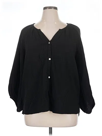 Pre-owned Tommy Bahama 3/4 Sleeve Blouse In Black