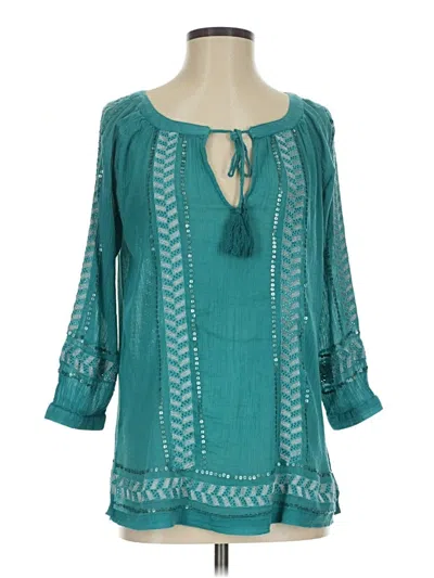 Pre-owned Tommy Bahama 3/4 Sleeve Blouse In Blue