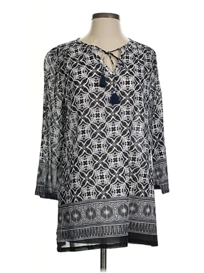 Pre-owned Tommy Bahama 3/4 Sleeve Blouse In Blue