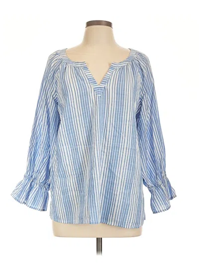 Pre-owned Tommy Bahama 3/4 Sleeve Blouse In Blue