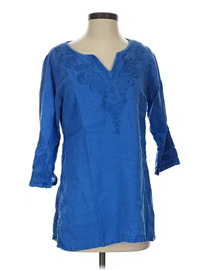 Pre-owned Tommy Bahama 3/4 Sleeve Blouse In Blue