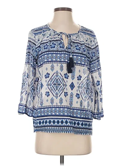 Pre-owned Tommy Bahama 3/4 Sleeve Blouse In Blue