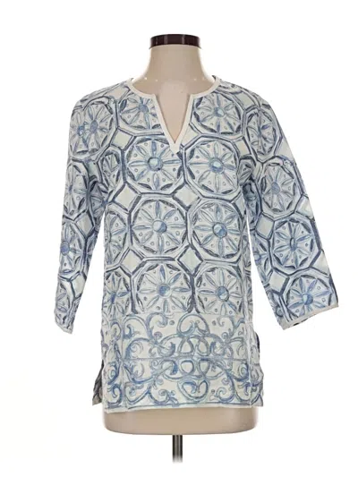 Pre-owned Tommy Bahama 3/4 Sleeve Blouse In Blue
