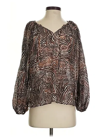Pre-owned Tommy Bahama 3/4 Sleeve Blouse In Brown