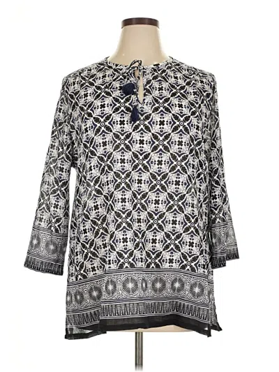 Pre-owned Tommy Bahama 3/4 Sleeve Blouse In Gray