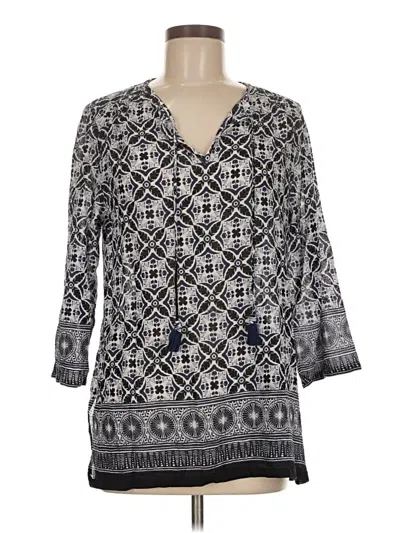 Pre-owned Tommy Bahama 3/4 Sleeve Blouse In Gray