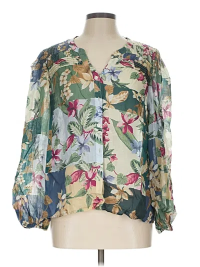 Pre-owned Tommy Bahama 3/4 Sleeve Blouse In Green