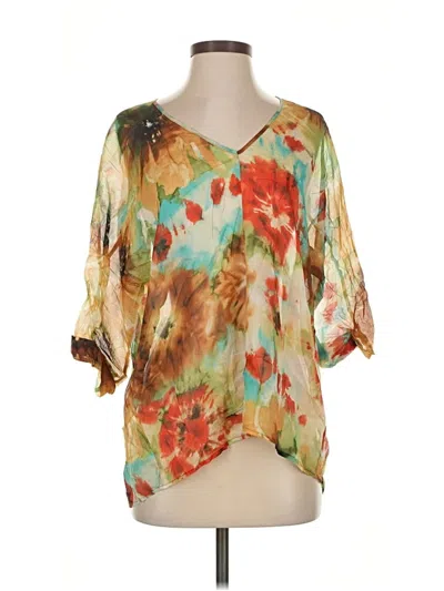 Pre-owned Tommy Bahama 3/4 Sleeve Blouse In Orange