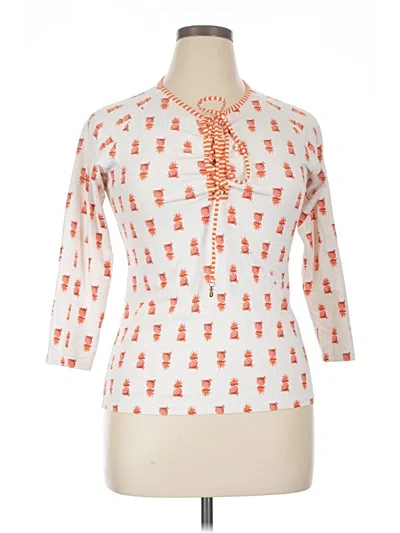 Pre-owned Tommy Bahama 3/4 Sleeve Blouse In Orange