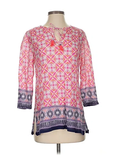 Pre-owned Tommy Bahama 3/4 Sleeve Blouse In Pink