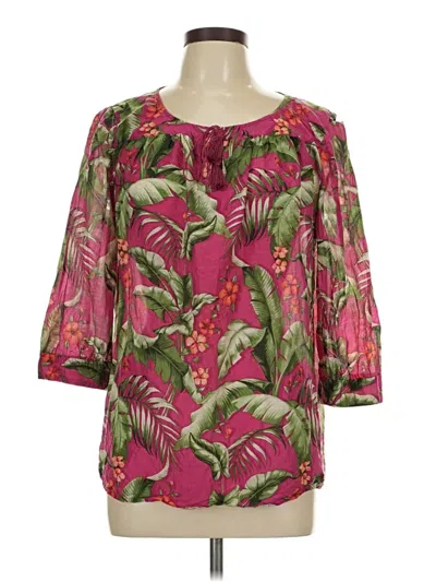 Pre-owned Tommy Bahama 3/4 Sleeve Blouse In Pink