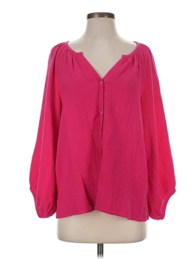 Pre-owned Tommy Bahama 3/4 Sleeve Blouse In Pink