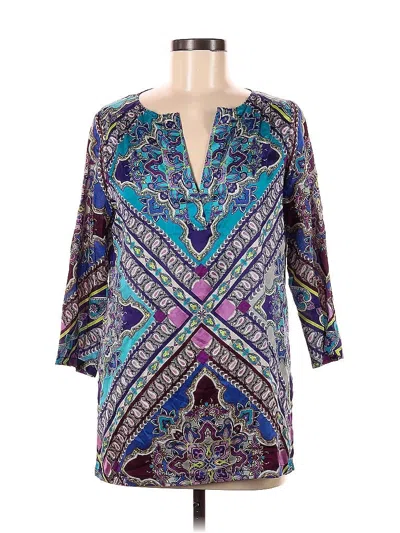 Pre-owned Tommy Bahama 3/4 Sleeve Blouse In Purple