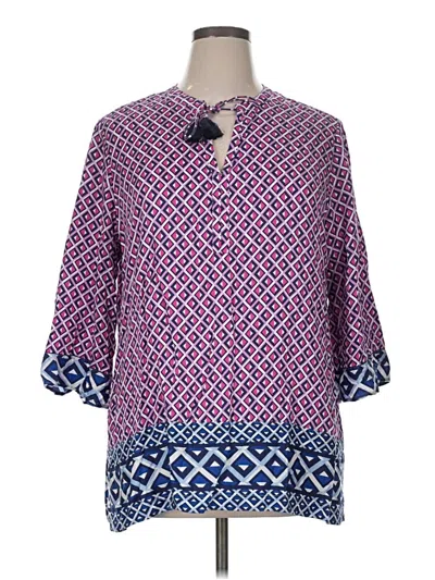 Pre-owned Tommy Bahama 3/4 Sleeve Blouse In Purple