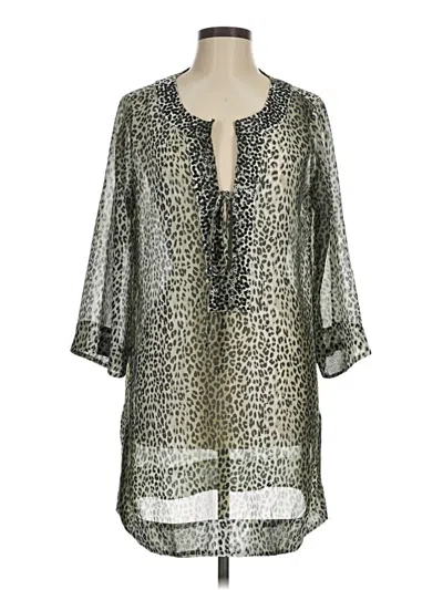 Pre-owned Tommy Bahama 3/4 Sleeve Blouse In Silver