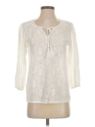 Pre-owned Tommy Bahama 3/4 Sleeve Blouse In White