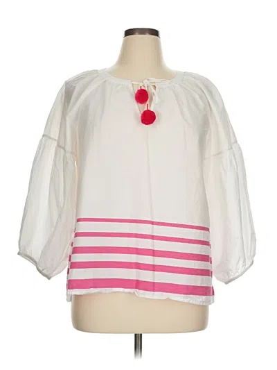 Pre-owned Tommy Bahama 3/4 Sleeve Blouse In White