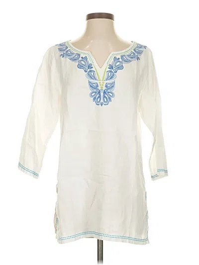 Pre-owned Tommy Bahama 3/4 Sleeve Blouse In White