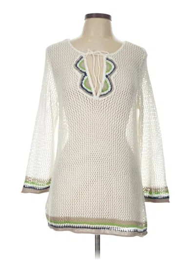 Pre-owned Tommy Bahama 3/4 Sleeve Blouse In White