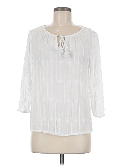 Pre-owned Tommy Bahama 3/4 Sleeve Blouse In White