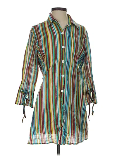 Pre-owned Tommy Bahama 3/4 Sleeve Button Down Shirt In Green