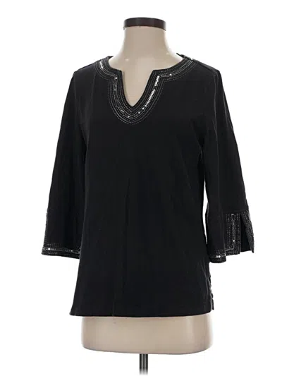 Pre-owned Tommy Bahama 3/4 Sleeve Top Black V Neck Tops