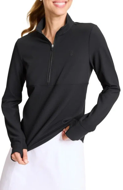 Tommy Bahama Abby Rib Half Zip Top In Black