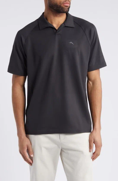 Tommy Bahama Ace Tropic Solid Performance Polo In Jet Black