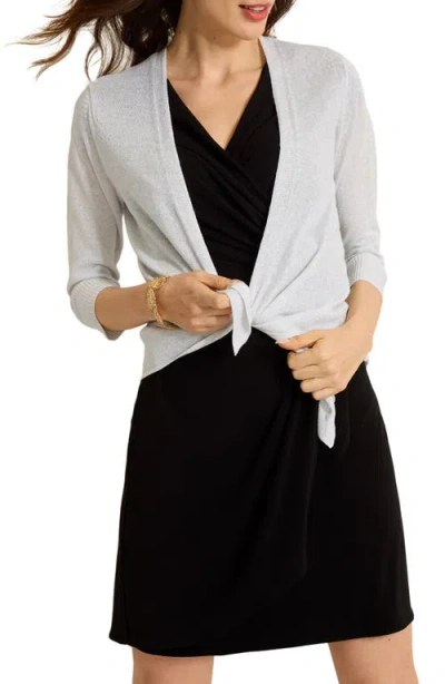 Tommy Bahama Addison Shimmer Convertible Linen Blend Cardigan In Soft Silver