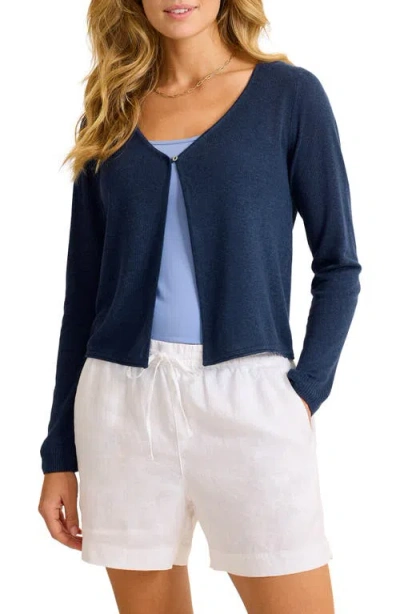 Tommy Bahama Adeline Linen Blend Jersey Cardigan In Blue