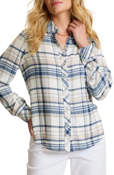 Tommy Bahama Alma Mar Plaid Flannel Shirt In Ocean Clouds