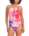 Tommy Bahama Artist Series High-neck One-piece Swimsuit In Touch Of Pink